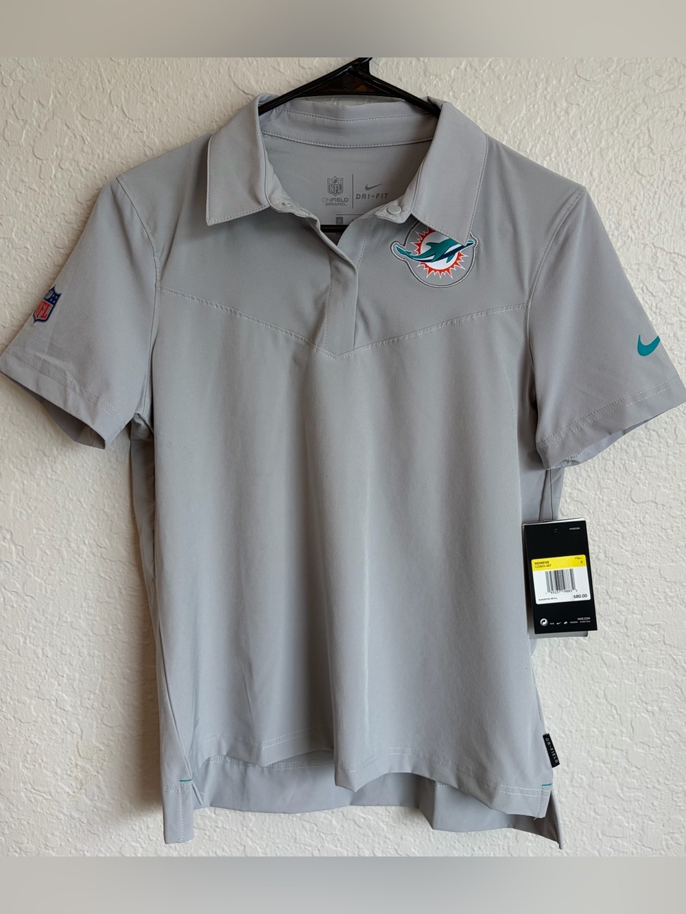 Miami Dolphins Nike On Field Gray Dri-Fit Polo - Women’s Small NFL NWT